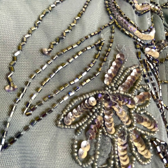 ADRIANNA PAPELL Womens Sequined Long Evening Gown Navy Size 12 | Short Sleeve - Picture 9 of 12